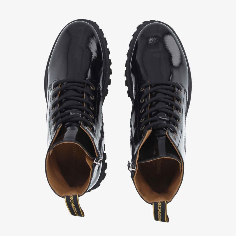 ROTTERDAM LACE UP W - WRINKLED PATENT  -  NOIR